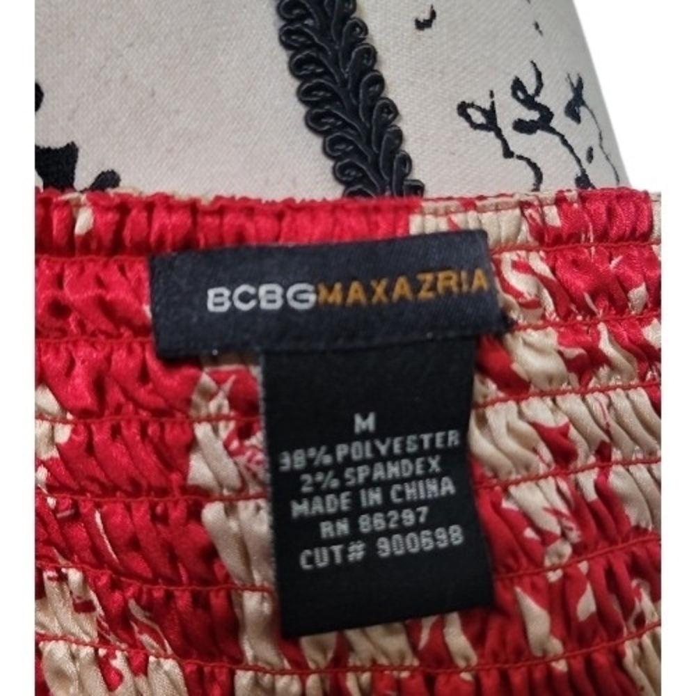 Vintage BCBGMaxAzria Red and Cream Asymmetrical Top - Picture 7 of 7